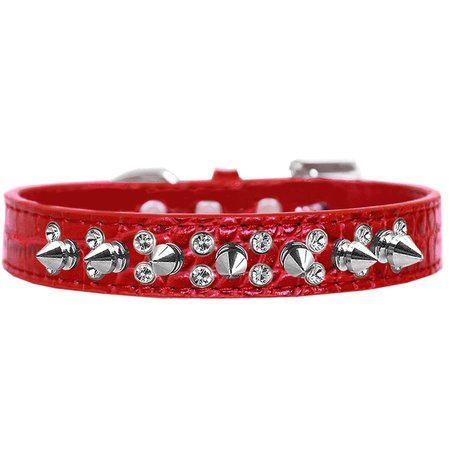 MIRAGE PET PRODUCTS Double Crystal & Spike Croc Dog CollarRed Size 14 720-18 RDC14